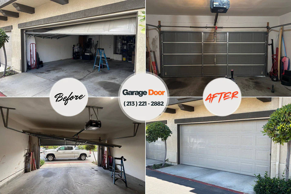 Before and after: garage door repair Iota, LA